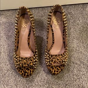 Gold studded cheetah pump